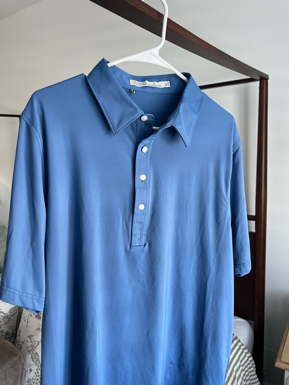Criquet Men's Polo in Sky Blue with Button Placket (Brunswick CC logo)